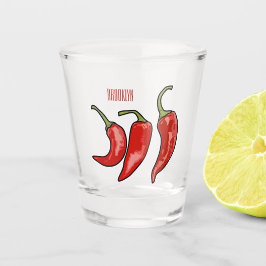 Illustratie Chili cartoon Shot Glas (Voorkant)