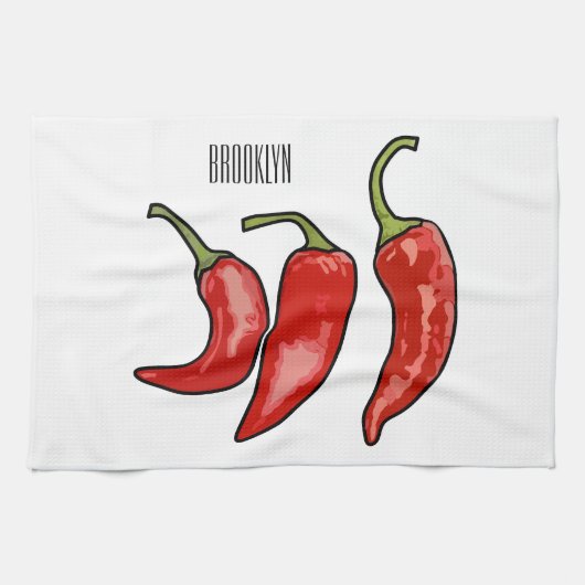 Illustratie Chili cartoon Theedoek (Horizontaal)