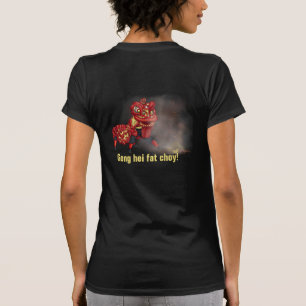 Illustratie Chinese Lion Dancers Firecracker T-shirt