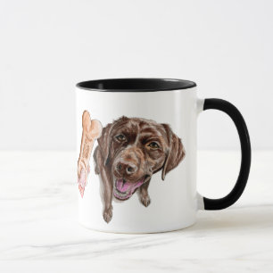 Illustratie Chocolate Lab-Waterverf   GOOD DOG Mok