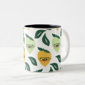 Illustratie Citrus en Limoen Citrus Cartoon Tweekleurige Koffiemok (Voorkant rechts)