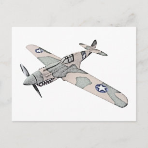 Illustratie cursiss P40 Warhawk Vliegtuig Briefkaart