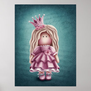Illustratie Cute Girl Doll Poster