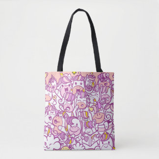 Illustratie, Cute unicorn en pony met Draagtas