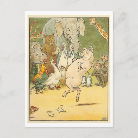  illustratie Dancing Pig / Animals Briefkaart (Voorkant)