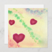 Illustratie drie hartliefdessymbool waterverf feestdagenkaart (Voorkant / Achterkant)