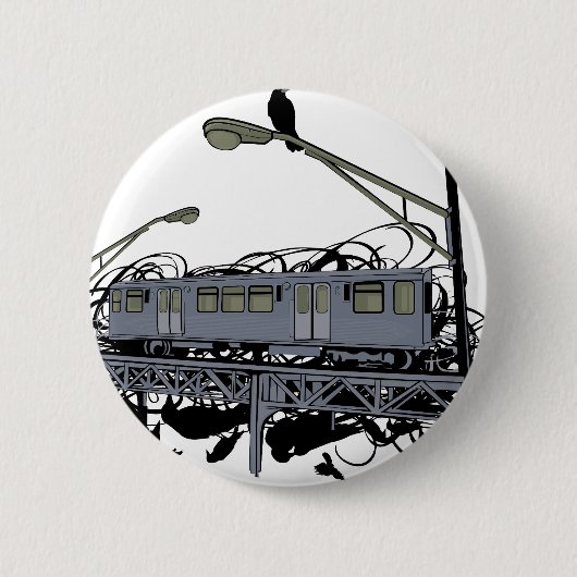 Illustratie: El Train & Crows Ronde Button 5,7 Cm (Voorkant)