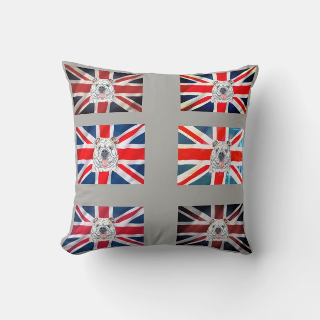 Illustratie Engelse Bulldog en Union Jack Kussen (Voorkant)