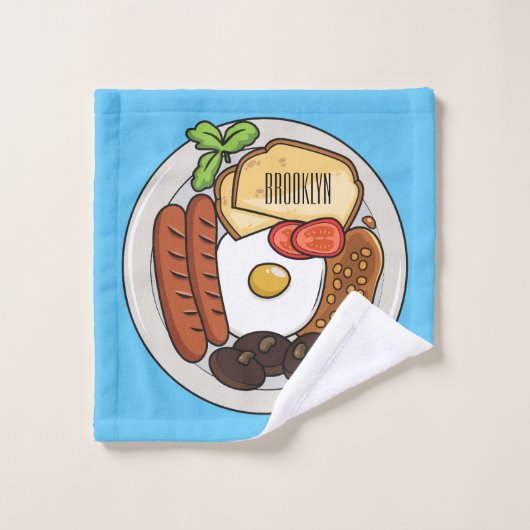 illustratie Engelse ontbijtcartoon Bad Handdoek (Wasdoekje)