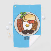 illustratie Engelse ontbijtcartoon Golfhanddoek (Insitu)