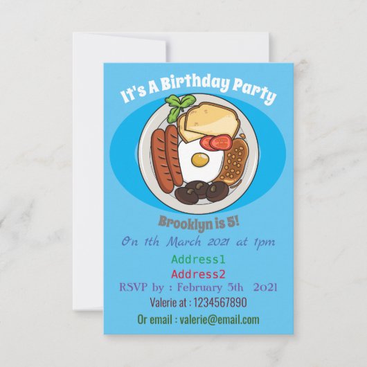 illustratie Engelse ontbijtcartoon Kaart (Voorkant)