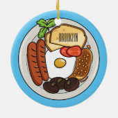 illustratie Engelse ontbijtcartoon Keramisch Ornament (Achterkant)