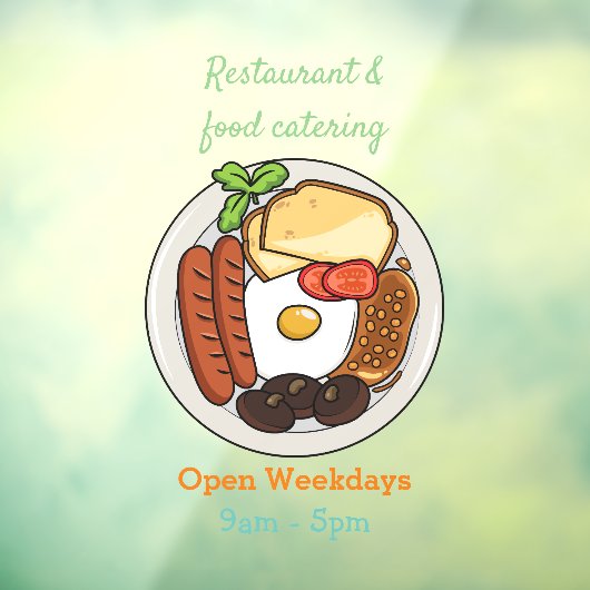 illustratie Engelse ontbijtcartoon Raamsticker (Vel 3)