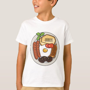 illustratie Engelse ontbijtcartoon T-shirt