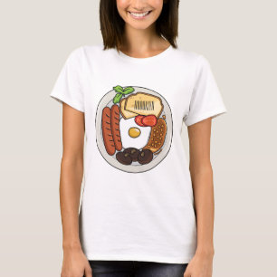 illustratie Engelse ontbijtcartoon T-shirt