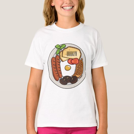 illustratie Engelse ontbijtcartoon T-shirt (Voorkant)