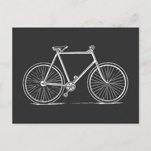 illustratie fiets in zwart-wit briefkaart (Voorkant)