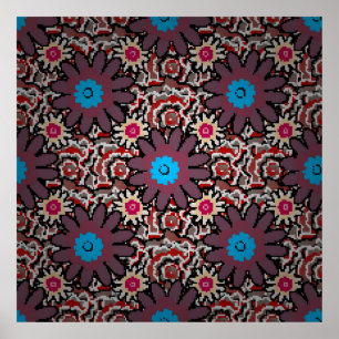  illustratie. Folkloric etnische paars, rood Poster