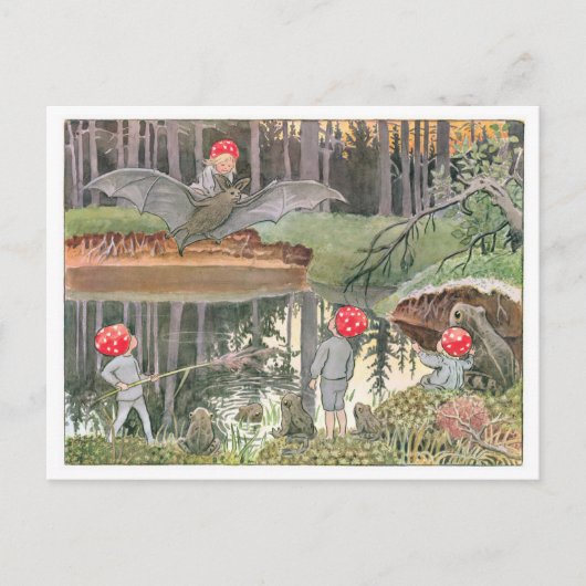  illustratie Forest Children Elsa Beskow Briefkaart (Voorkant)