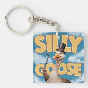 Illustratie Gekke gans, Funny Goose Sleutelhanger