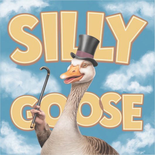 Illustratie Gekke gans, Funny Goose Sticker (Voorkant)