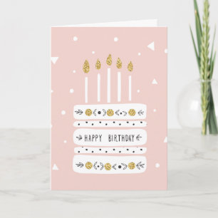Illustratie Glitter Gold Pastel Birthday Cake Kaart