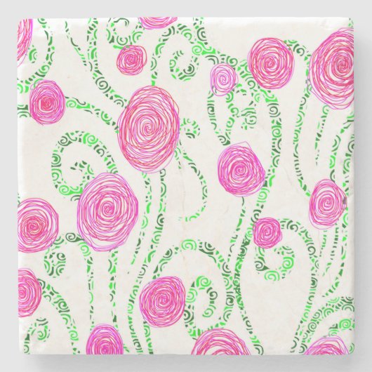 Illustratie groen en roze ventilator stenen onderzetter (Voorkant)