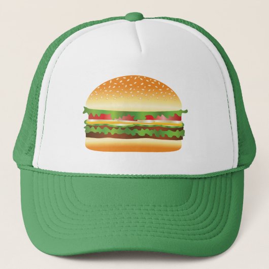 Illustratie Hamburger Cartoon Trucker Pet (Voorkant)