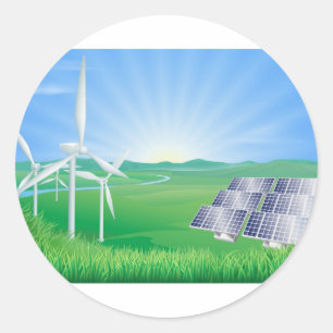 Illustratie hernieuwbare energie ronde sticker