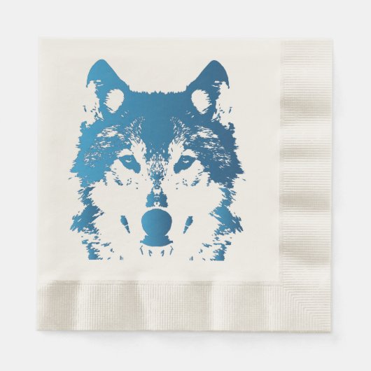 Illustratie Ice Blue Wolf Servetten (Voorkant)