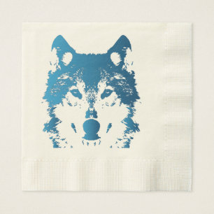 Illustratie Ice Blue Wolf Servetten