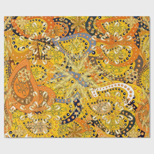 Illustratie in gele, oranje en bruine kleuren. I Cadeaupapier (Vlak)