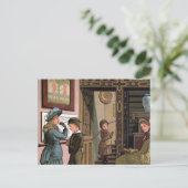  illustratie "in het museum" briefkaart (Staand voorkant)