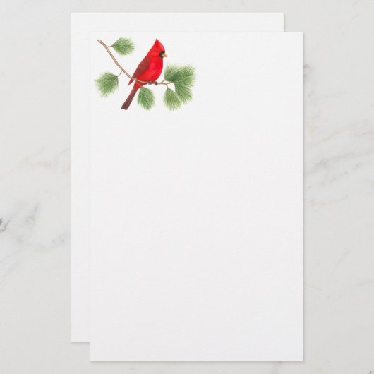 Illustratie in noordelijke kardinaal briefpapier (Voorkant / Achterkant)