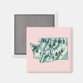 Illustratie in Washington State Map Magneet (Voorkant / Achterkant)