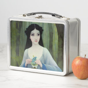 Illustratie inktwas van een mooie vrouw in Bossen