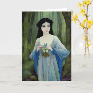 Illustratie inktwas van een mooie vrouw in Bossen Kaart