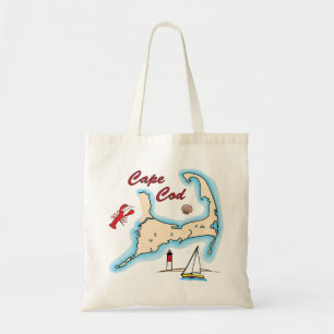 Illustratie Kaapkabeljauwkaart Lobster Sailboat Sh Tote Bag