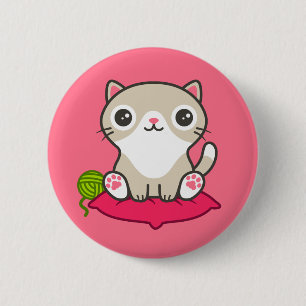 Illustratie Kat Cute Ronde Button 5,7 Cm