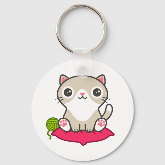 Illustratie Kat Cute Sleutelhanger (Voorkant)