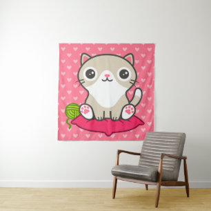 Illustratie Kat Cute Wandkleed