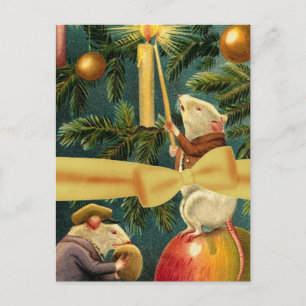 illustratie Kerst Muizen en Boom Feestdagenkaart