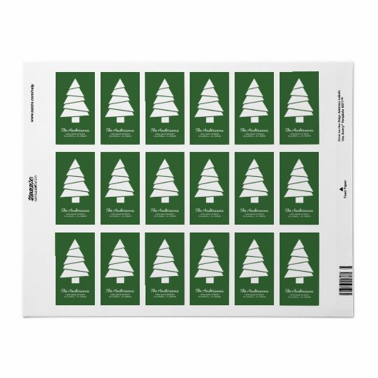 Illustratie kerstbomen Retouradres labels (Full Sheet)