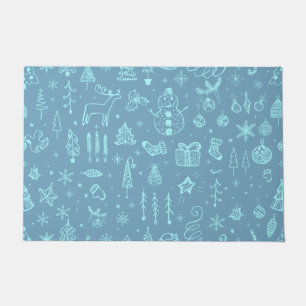 Illustratie kerstdoodle tekening voor verkuilen   deurmat