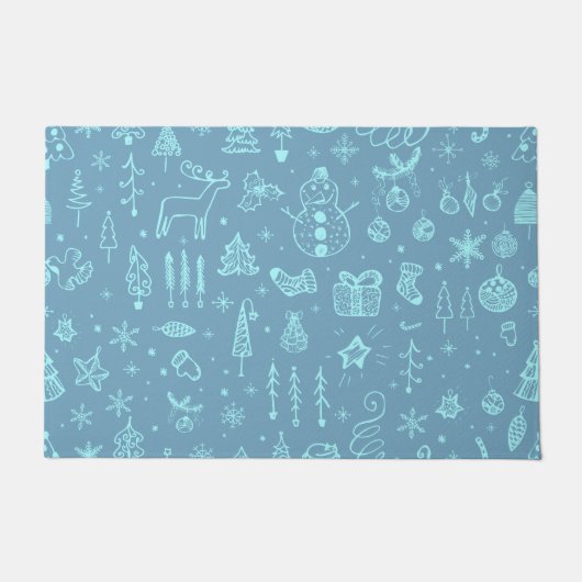 Illustratie kerstdoodle tekening voor verkuilen | deurmat (Voorkant)