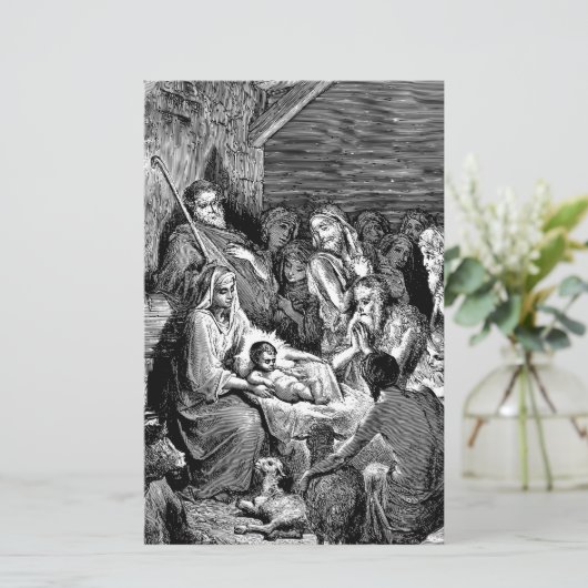 Illustratie kerstfeestscène briefpapier (Staand voorkant)