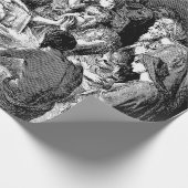 Illustratie kerstfeestscène cadeaupapier (Hoek)