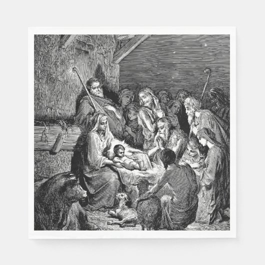 Illustratie kerstfeestscène servet (Voorkant)