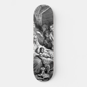 Illustratie kerstfeestscène skateboard