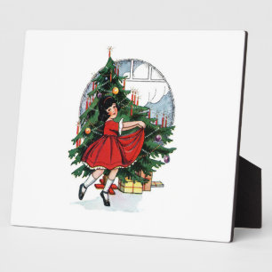 illustratie kerstmeisje fotoplaat